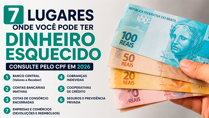 7 lugares onde você pode ter dinheiro esquecido: consulte pelo CPF em 2026