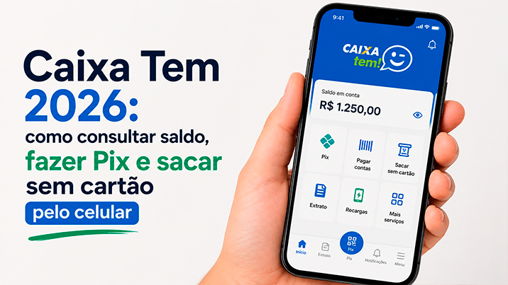 Caixa Tem 2026: como consultar saldo, fazer Pix e sacar sem cartão pelo celular