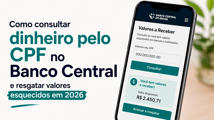Como consultar dinheiro pelo CPF no Banco Central e resgatar valores esquecidos em 2026