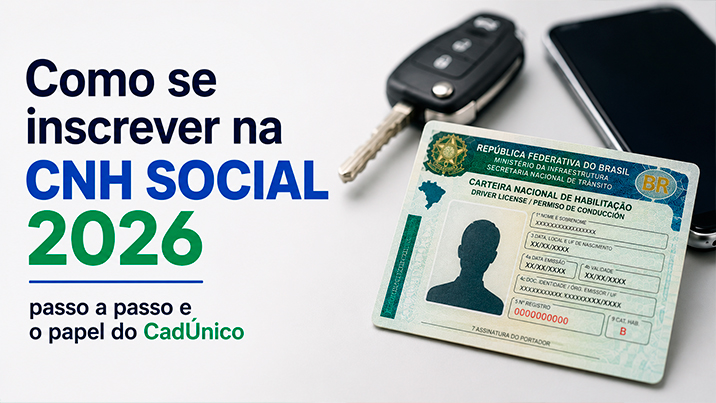 Como se inscrever na CNH Social 2026: passo a passo e o papel do CadÚnico