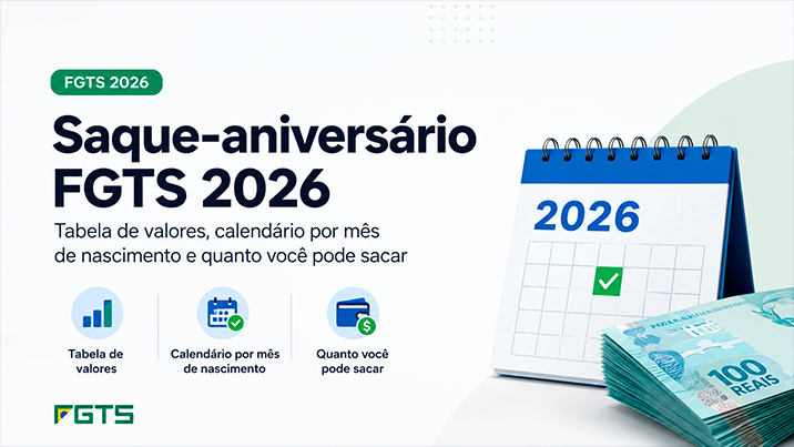 Saque-aniversário FGTS 2026: tabela de valores, calendário por mês de nascimento e quanto você pode sacar