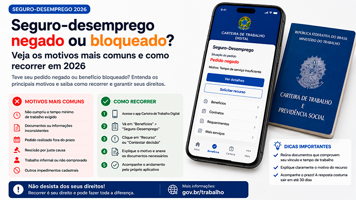 Seguro-desemprego negado ou bloqueado? Veja os motivos mais comuns e como recorrer em 2026