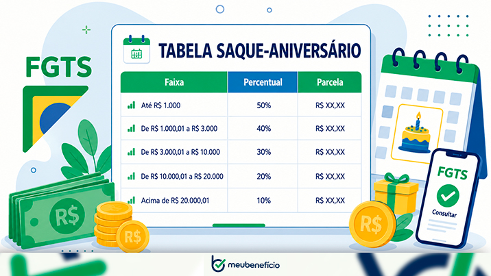 Tabela do saque-aniversário: quanto você saca por faixa de saldo